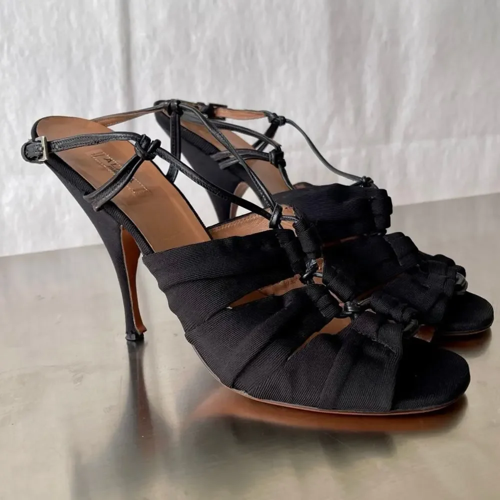 Alaïa Paris Black Knit Strappy Stiletto Heels Size 41 US 10.5-11